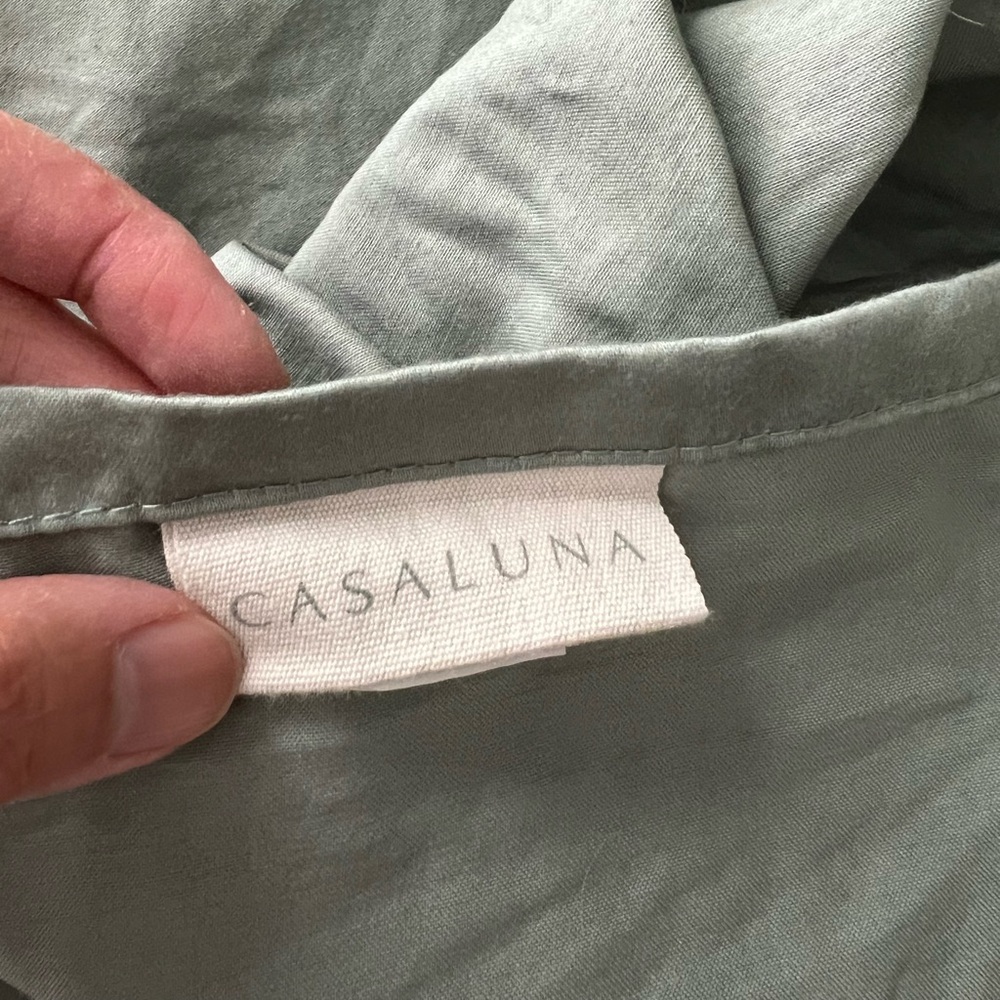 Casaluna Supima Sateen Queen Sage (1 fitted sheet, 1 flat sheet, 2 pillowcases)